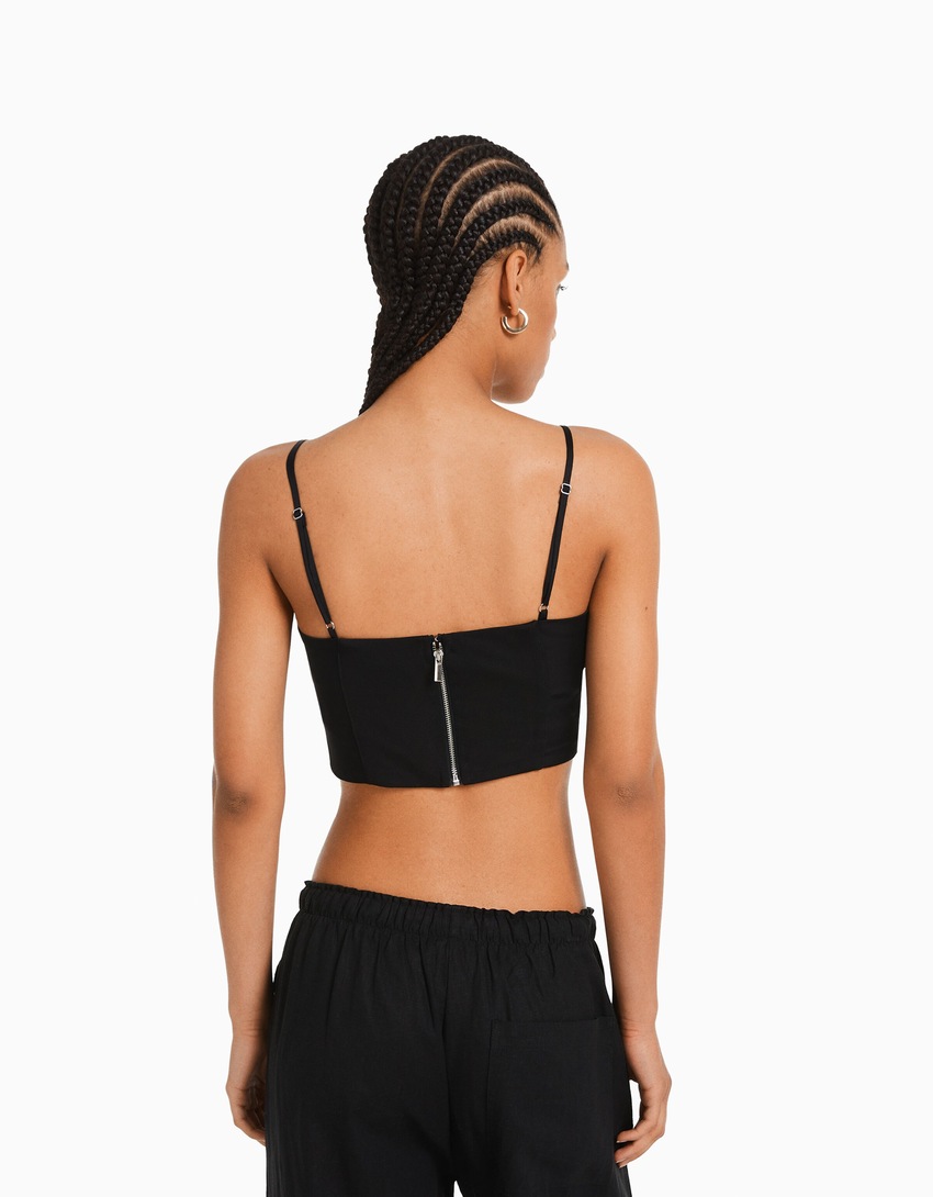 Top corset de cetim com alças