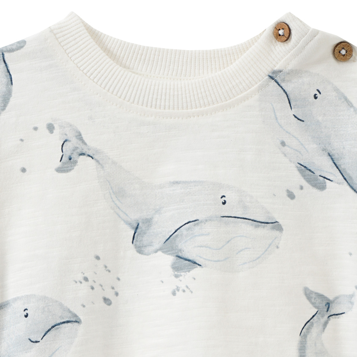 Topomini Pure Collection Newborn T-Shirt mit Wal-Prints weiss