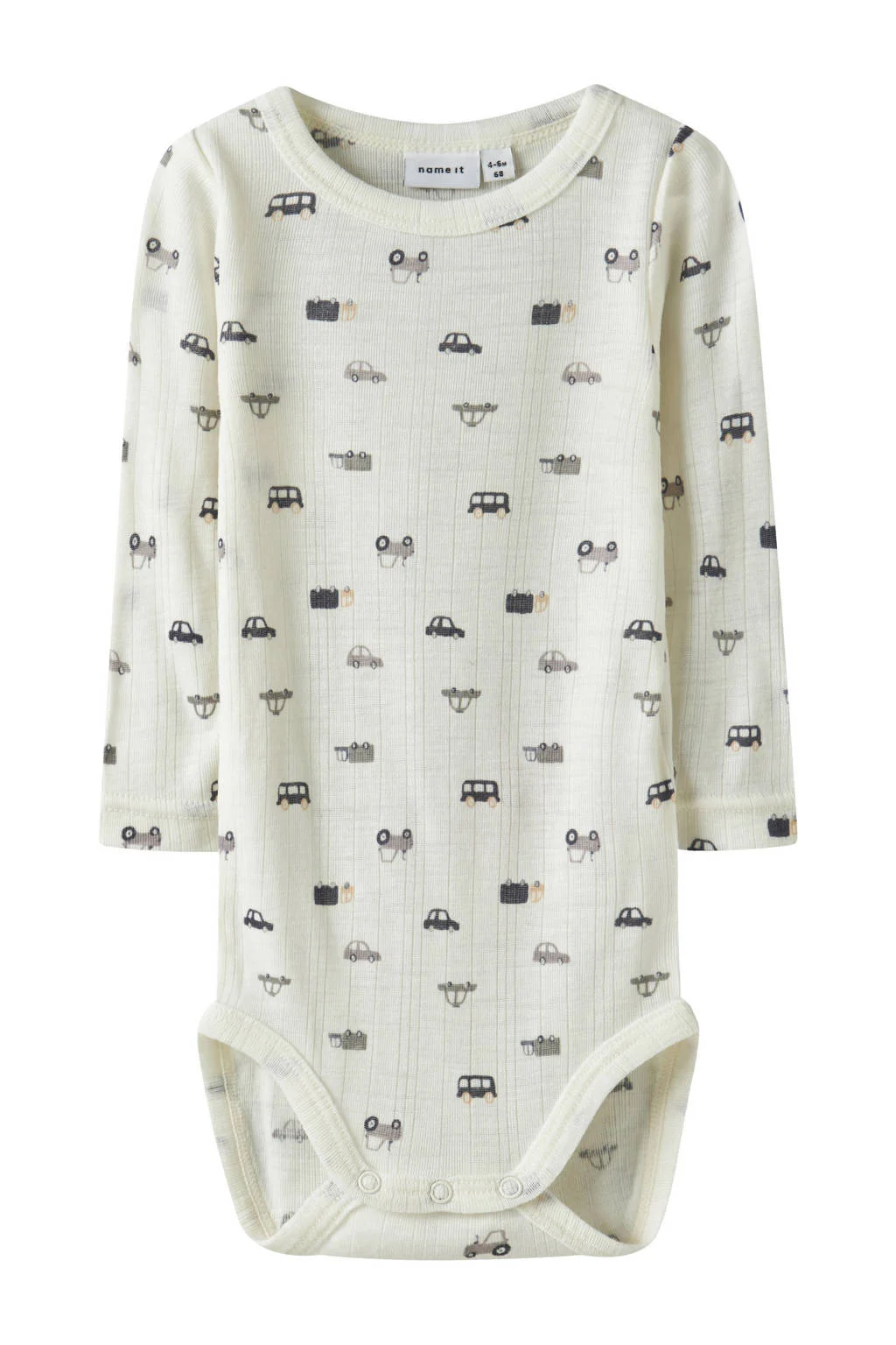 NAME IT BABY wollen romper wit/blauw/grijs