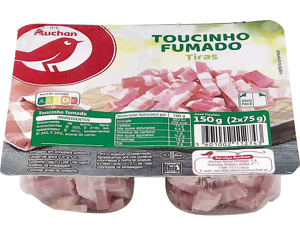 TIRAS DE BACON AUCHAN 2X75 G