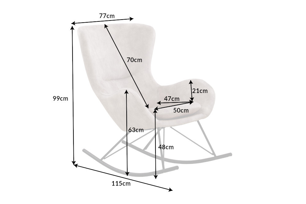 Design Schaukelstuhl SCANDINAVIA SWING champagner greige Samt Schaukelsessel