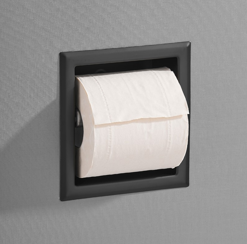 Saniclear Nero inbouw toiletrol houder zonder klep mat zwart