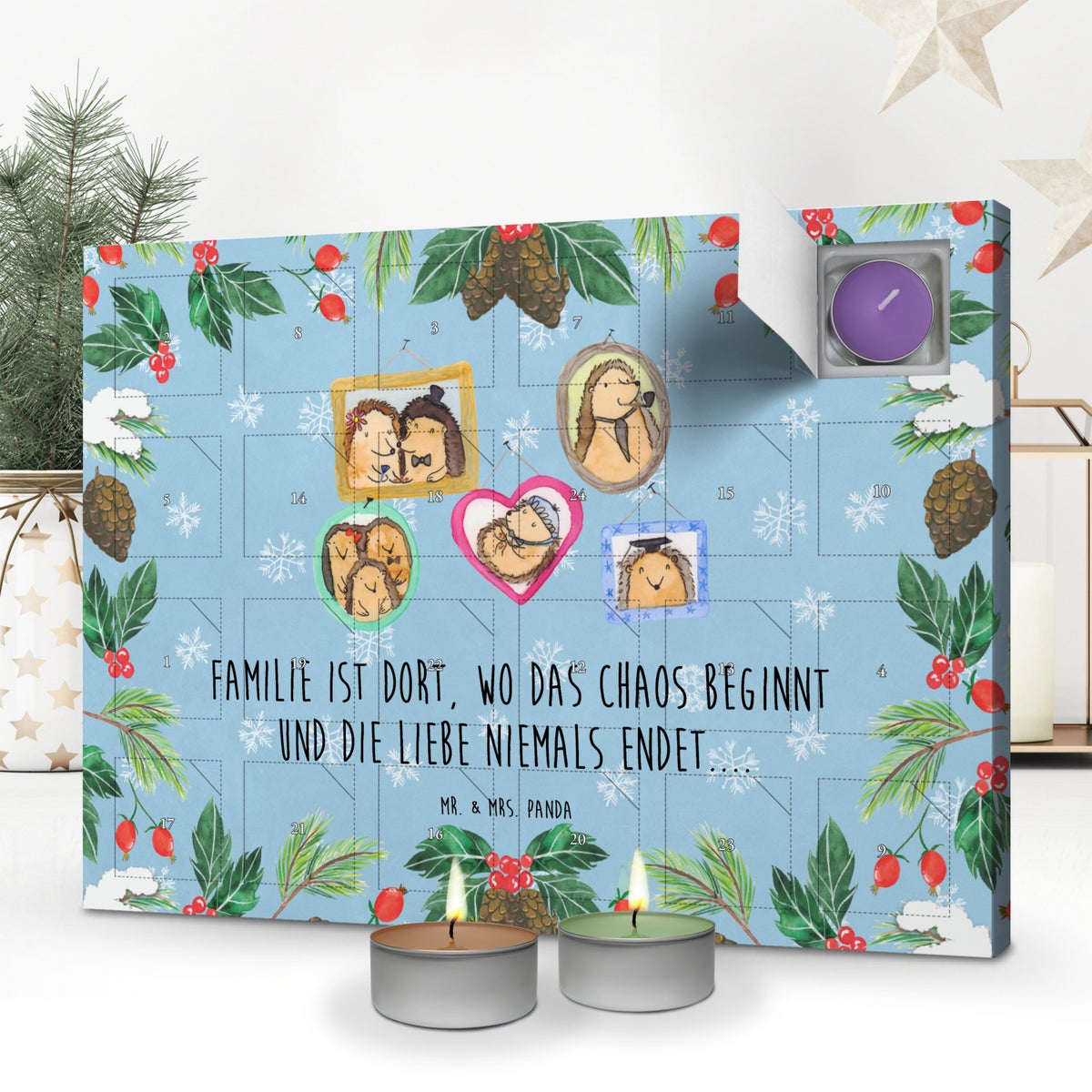 Mr. & Mrs. Panda Geurkaars Adventskalender Egelfamilie - Pastelblauw