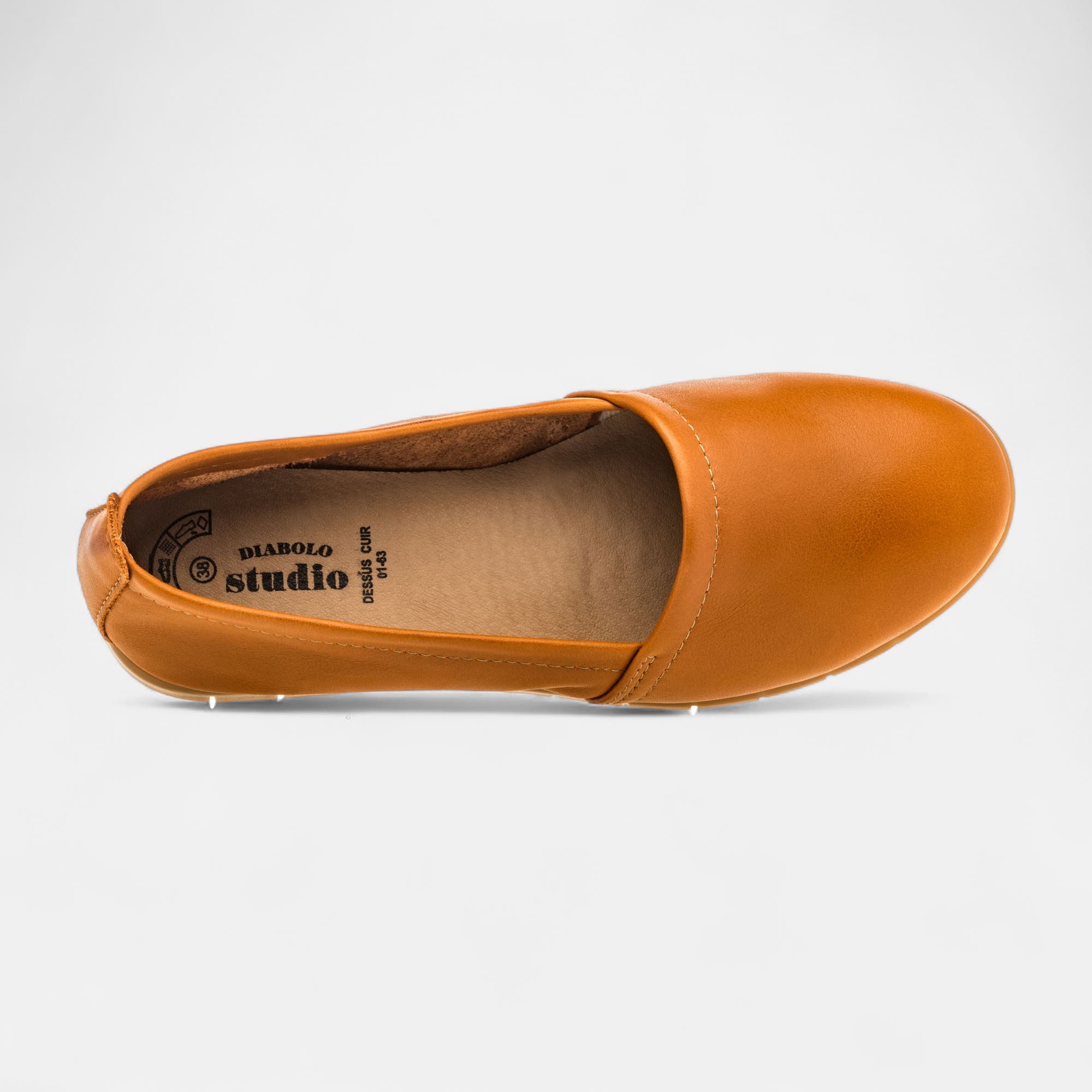Mocassins Femme en cuir cognac