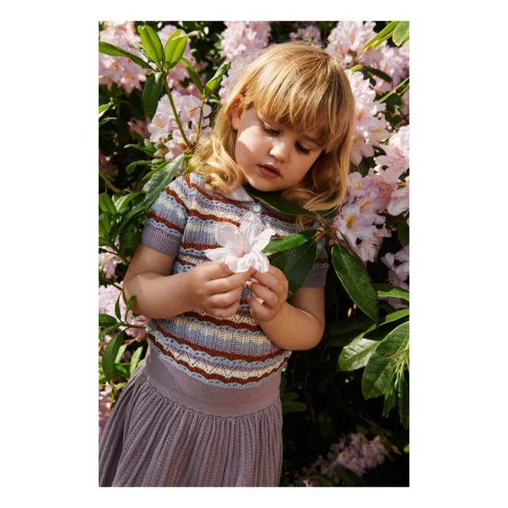 FUB Polo Maille Fine Pointelle Coton Bio | Mauve