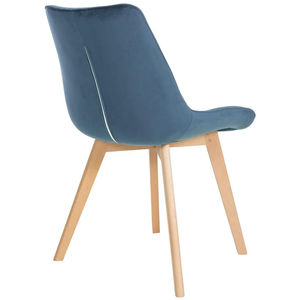 CLP Eetkamerstoel Brook natura Frame - Fluweel - blauw