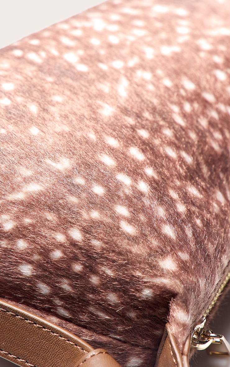 Marron Sac À Bandoulière En Poney Imprimé Cerf