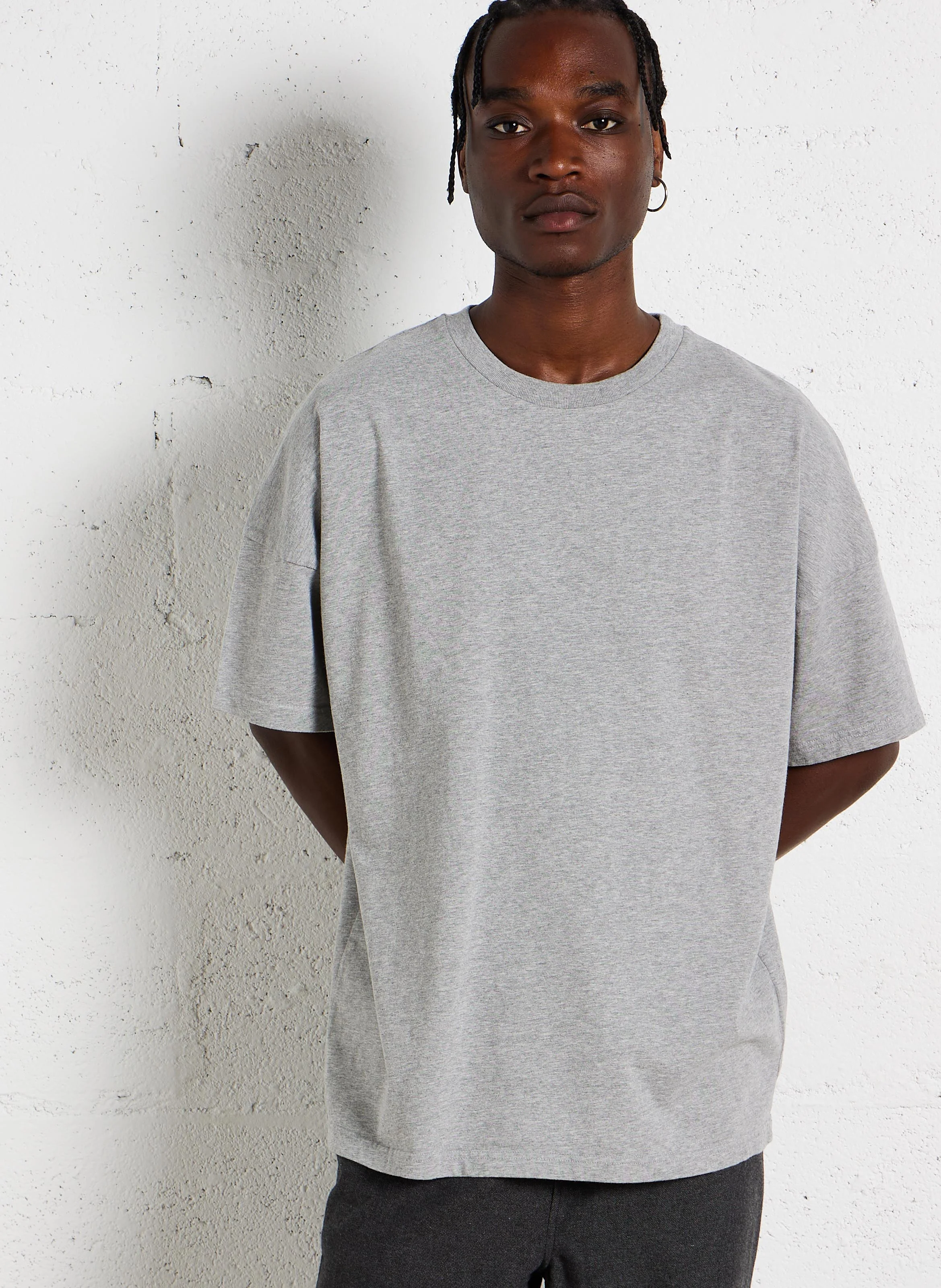 FIZVALLEY - Tee-shirt regular-fit col rond en coton | Gris