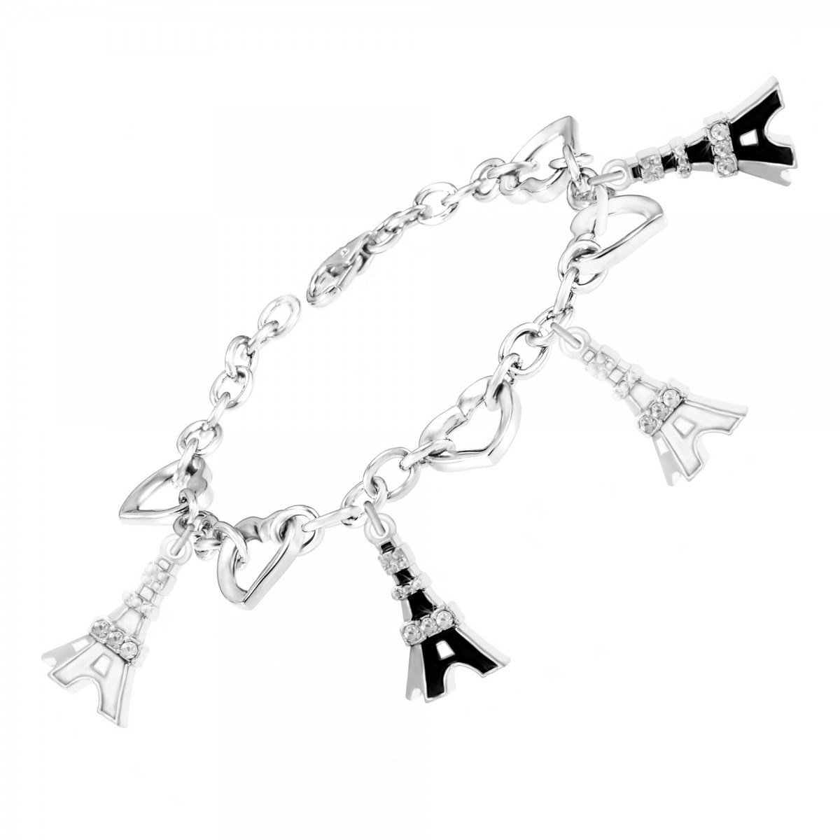 Bracelet Charms Tour Eiffel SC Crystal orné de Cristaux scintillants