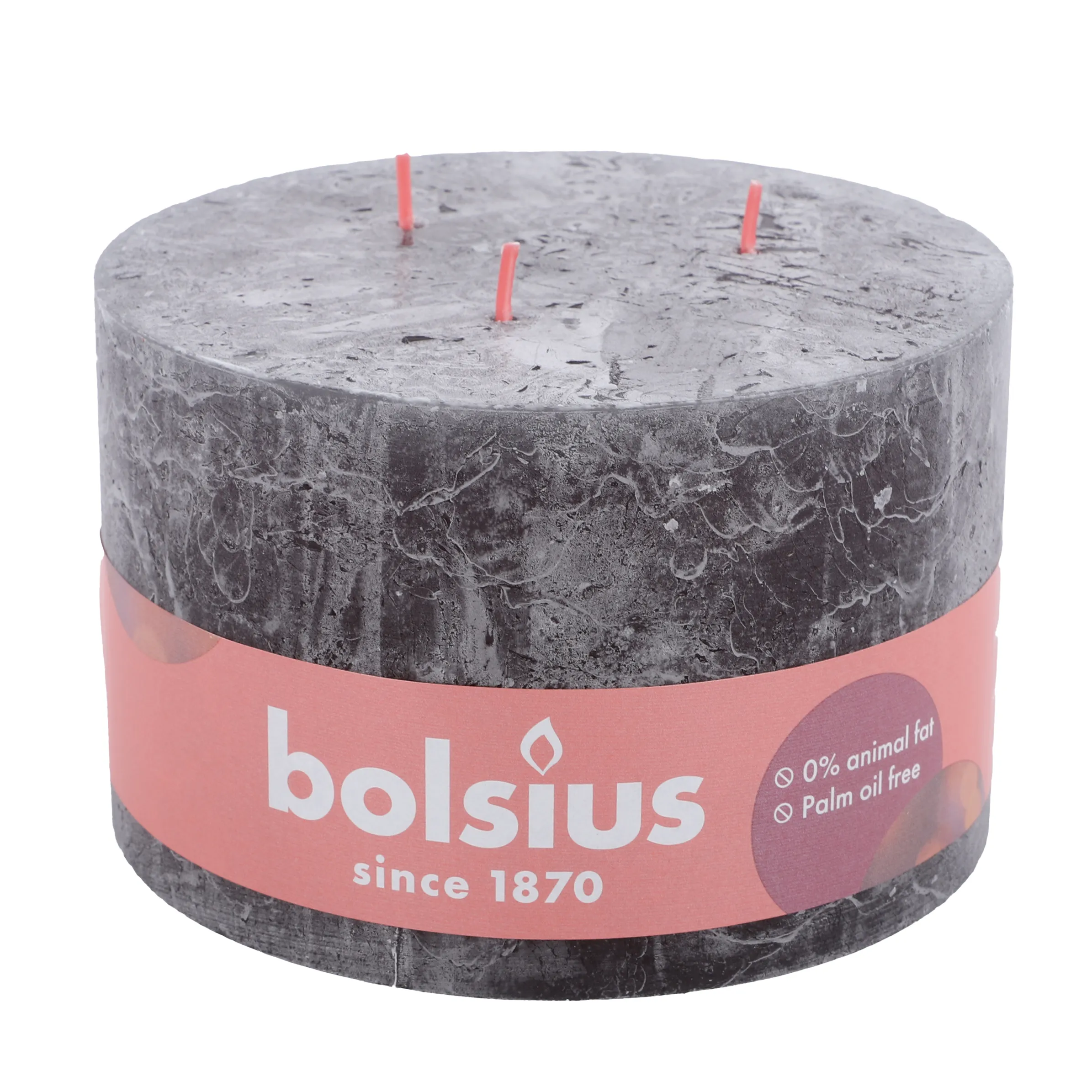 Stumpenkerze Rustik 3 Docht, 14cm