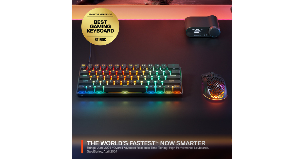 SteelSeriesApex Pro Mini Gen 3, gaming toetsenbord  (Zwart, US lay-out, SteelSeries OmniPoint 3.0, 60%, RGB leds, Double Shot PBT Keycaps)