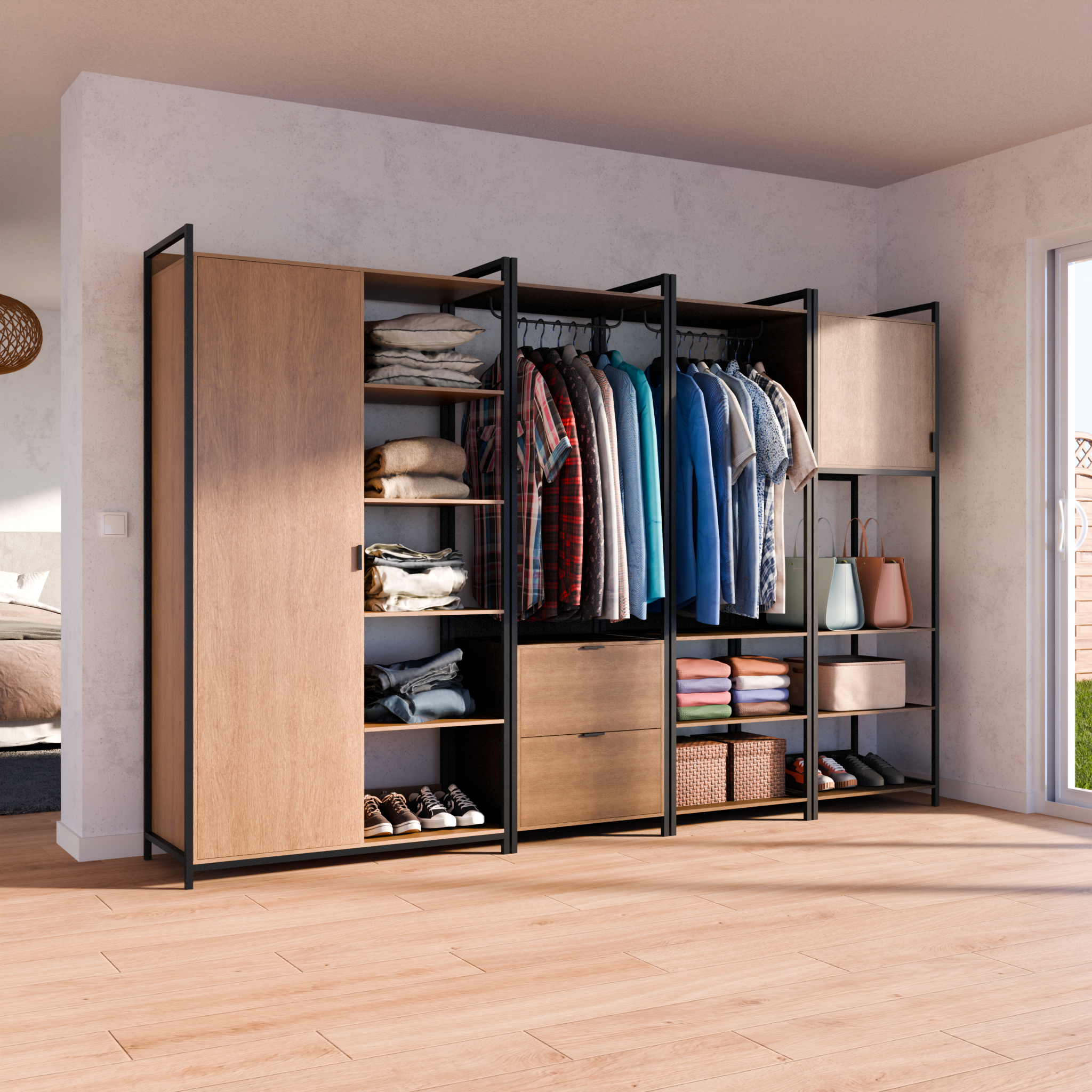 sweeek - Modulaire kledingkast met 4 elementen