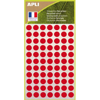 Apli Agipa - 462 Pastilles adhésives recyclées - rouge - diamètre 8 mm - réf 101779