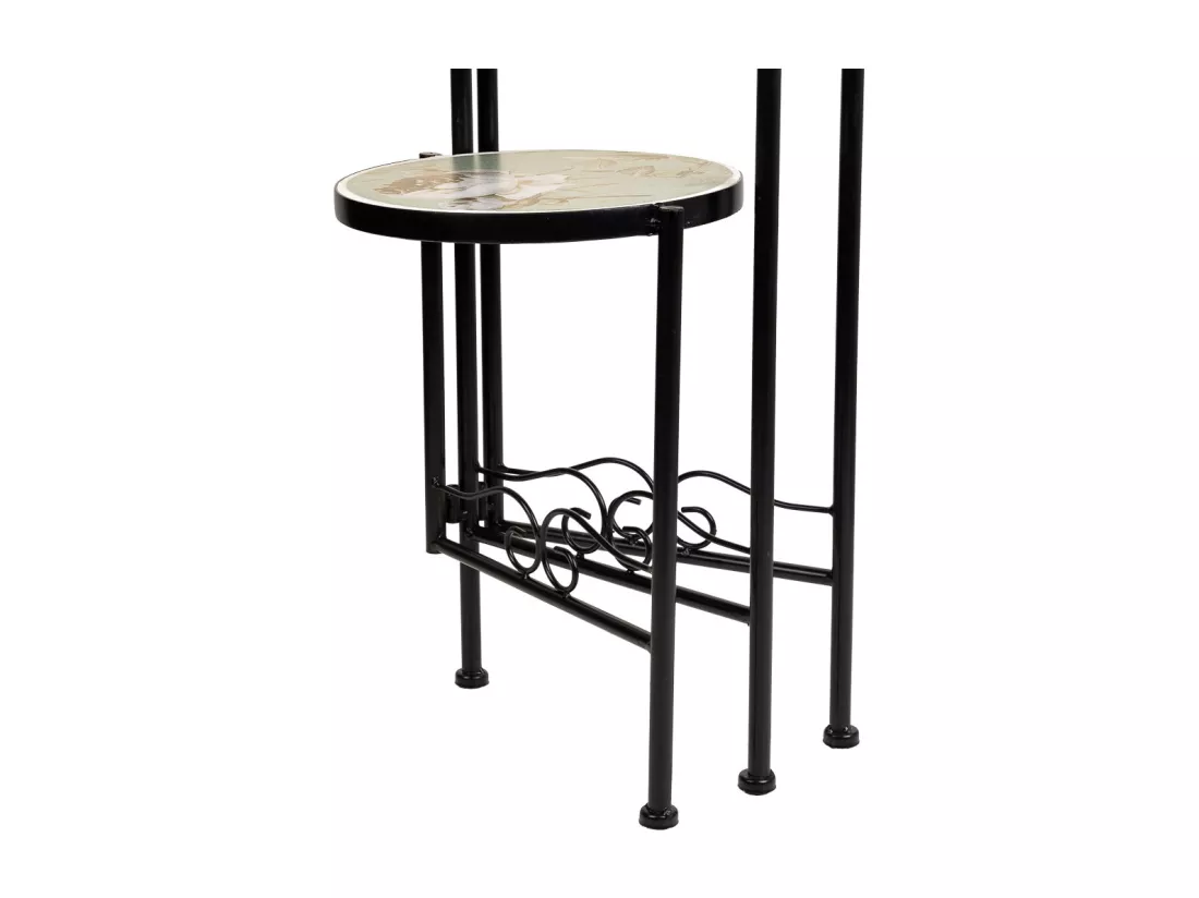 Support en mosaïque et fer forgé noir d30x68h-d25x61h-d20x51h