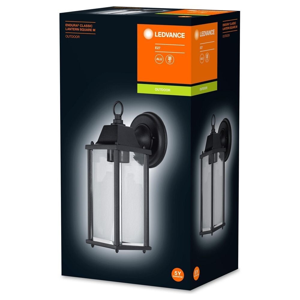 Wandlamp Endura in zwart en transparant E27 293mm