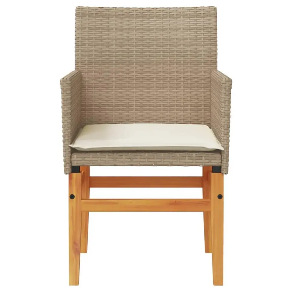 vidaXL - Tuinstoelen met kussens - Beige - Poly rattan en hout - 2 stuks