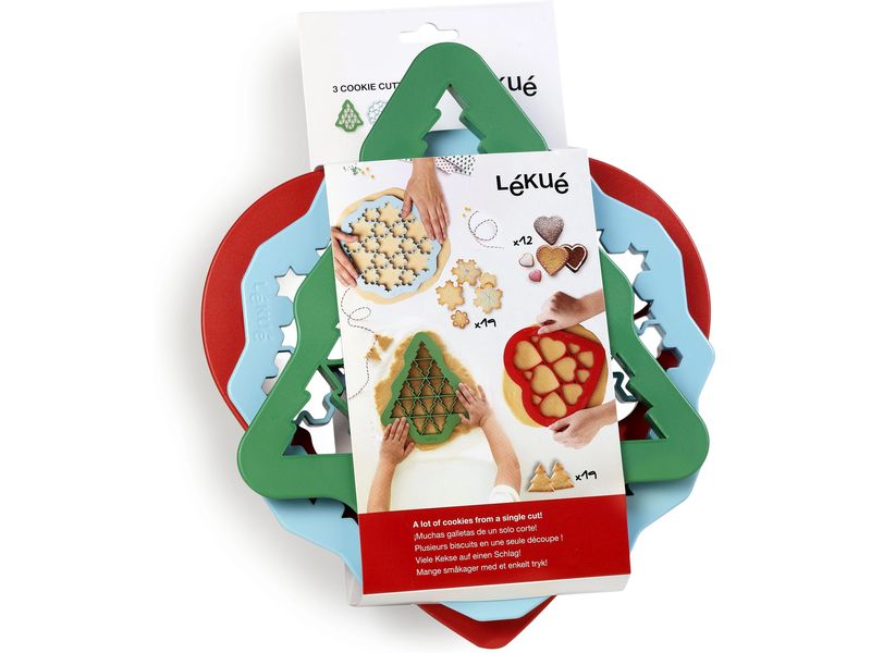 Lékué Guetzli-Ausstecher 3-teilig, Mixed Guetzli Ausstechform Set