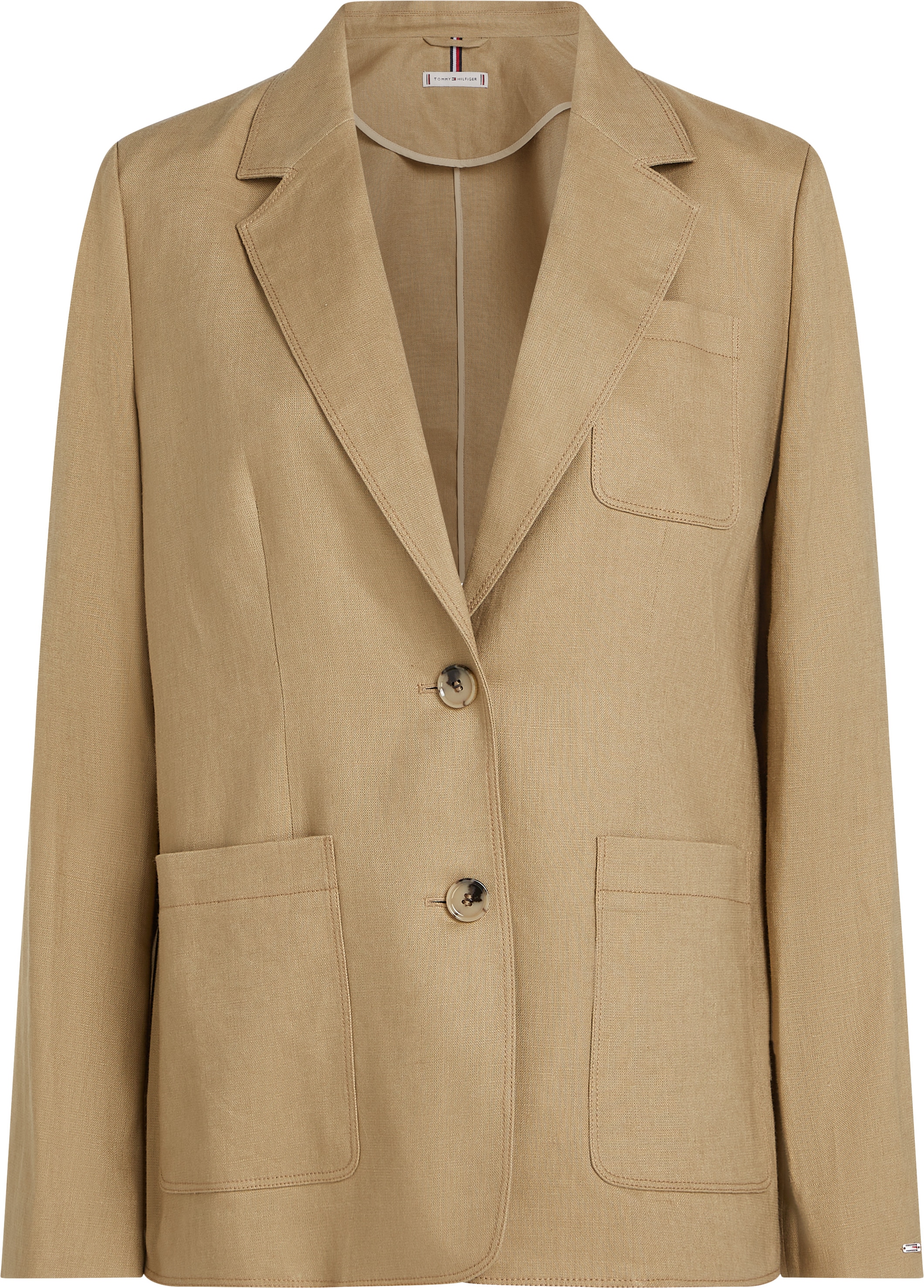 Tommy Hilfiger Kurzblazer »ESS LINEN REGULAR SB BLAZER«, mit Metalllabel ,kühlendes Premium Leinen