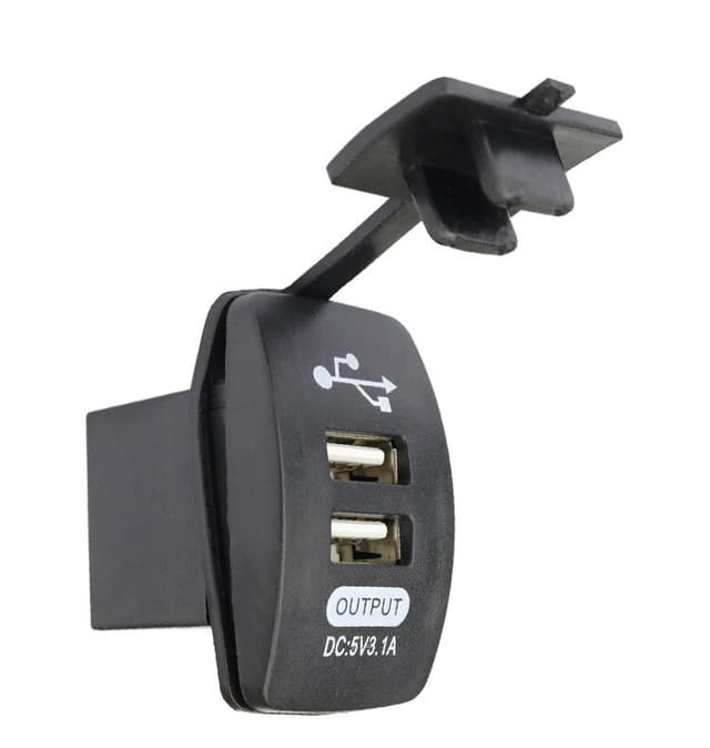 Afrundet dobbelt USB biloplader Sort+græsfarve