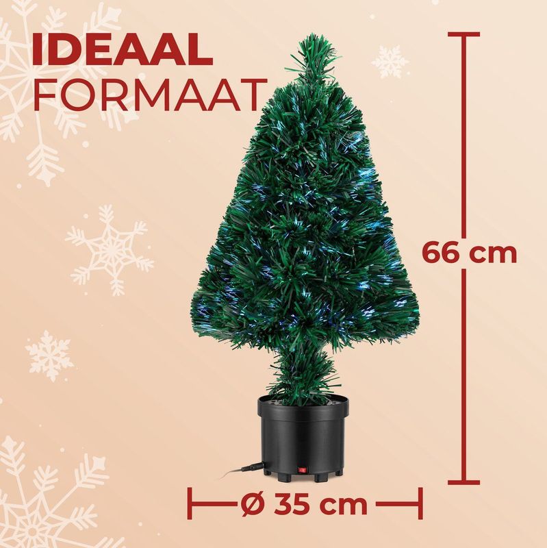Kunstkerstboom - Groen - 65 cm - Glasvezelverlichting In 9 Kleuren