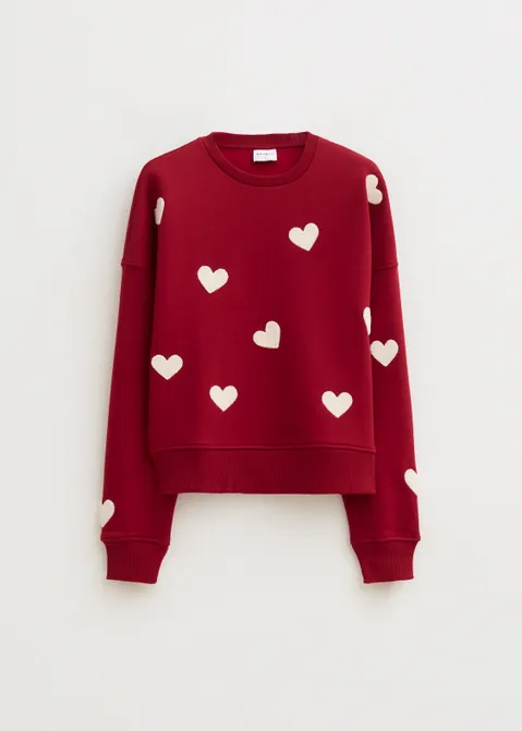 Sweater met hartjes rood (ROO.D)
