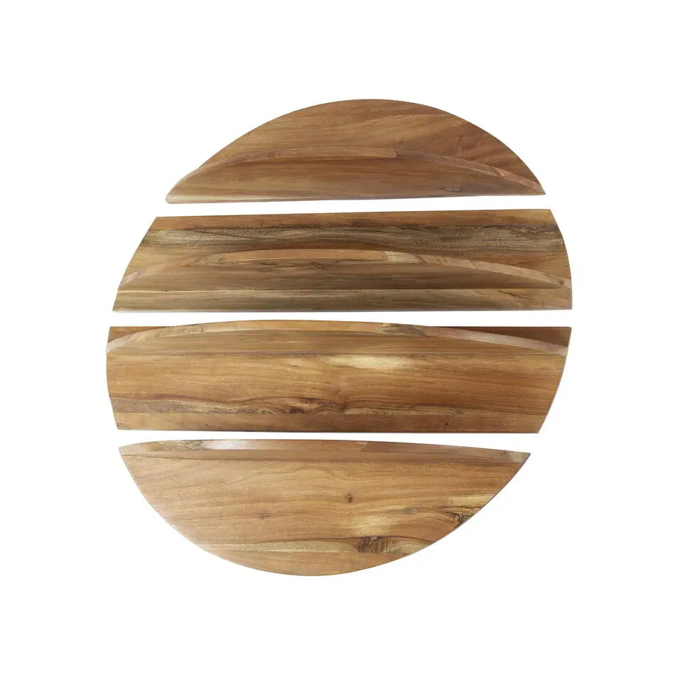 Wandschap - 4-Delig Rond - Hout - Naturel - Margosa