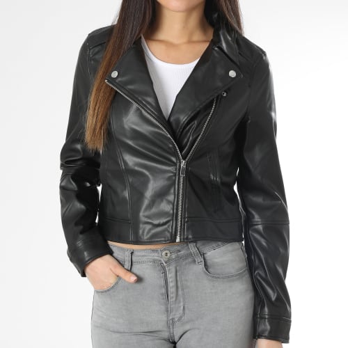 Veste Biker Crop Femme Bella Annabel Noir
