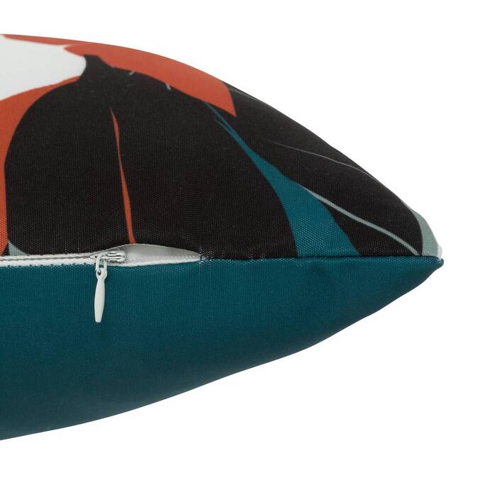 Coussin déco d'intérieur et d'extérieur DEYO motif Feuilles Bleu canard