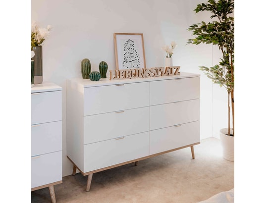 TERRE DE NUIT - Commode 6 tiroirs blanc - co7781-2