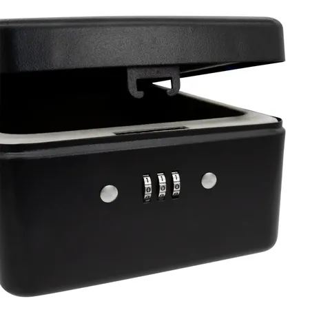 Idena Sicherheitsbox - mit Zahlenschloss, aus Metall, 20 x 15 x 6 cm, schwarz