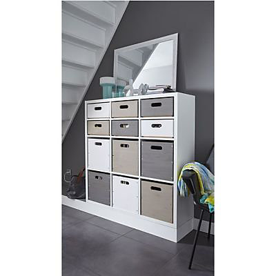 Boîte de rangement carrée en pin massif Vitoria Mixxit coloris taupe