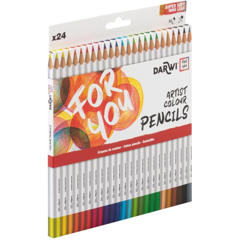 Darwi For You boite de 24 crayons de couleur standards - Assortiment
