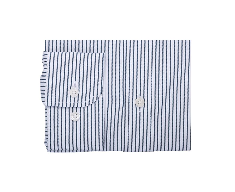 Chemise blanche à rayures vertes foncées et poche poitrine - BRODERICK