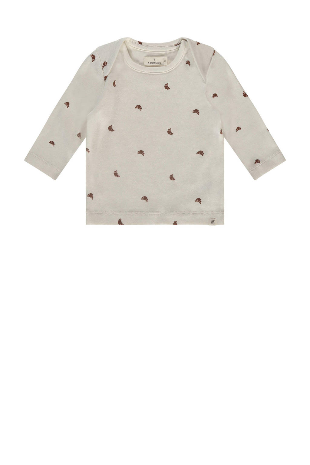 A Tiny Story baby longsleeve met all over print ecru/bruin
