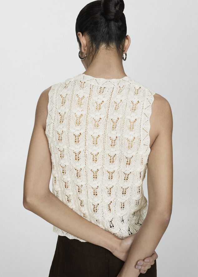 MANGO Crochet knitted top Natural white
