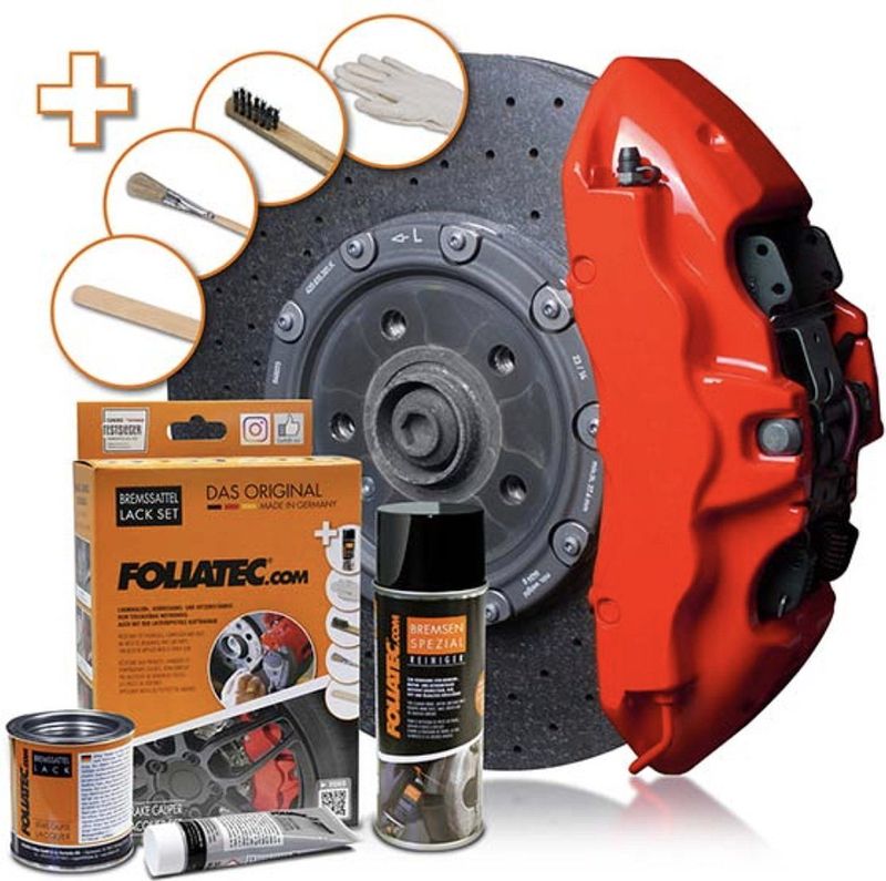 Foliatec - Performance Red - Remklauw Verf - Rood Glanzend - 7-Delige Set