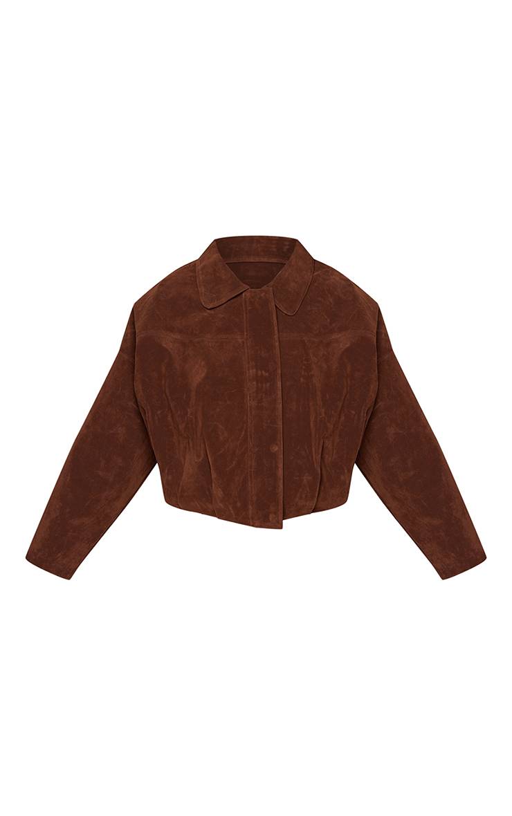 Chocolat Blouson Aviateur En Faux Suède Avec Patte De Boutonnage Dissimulée