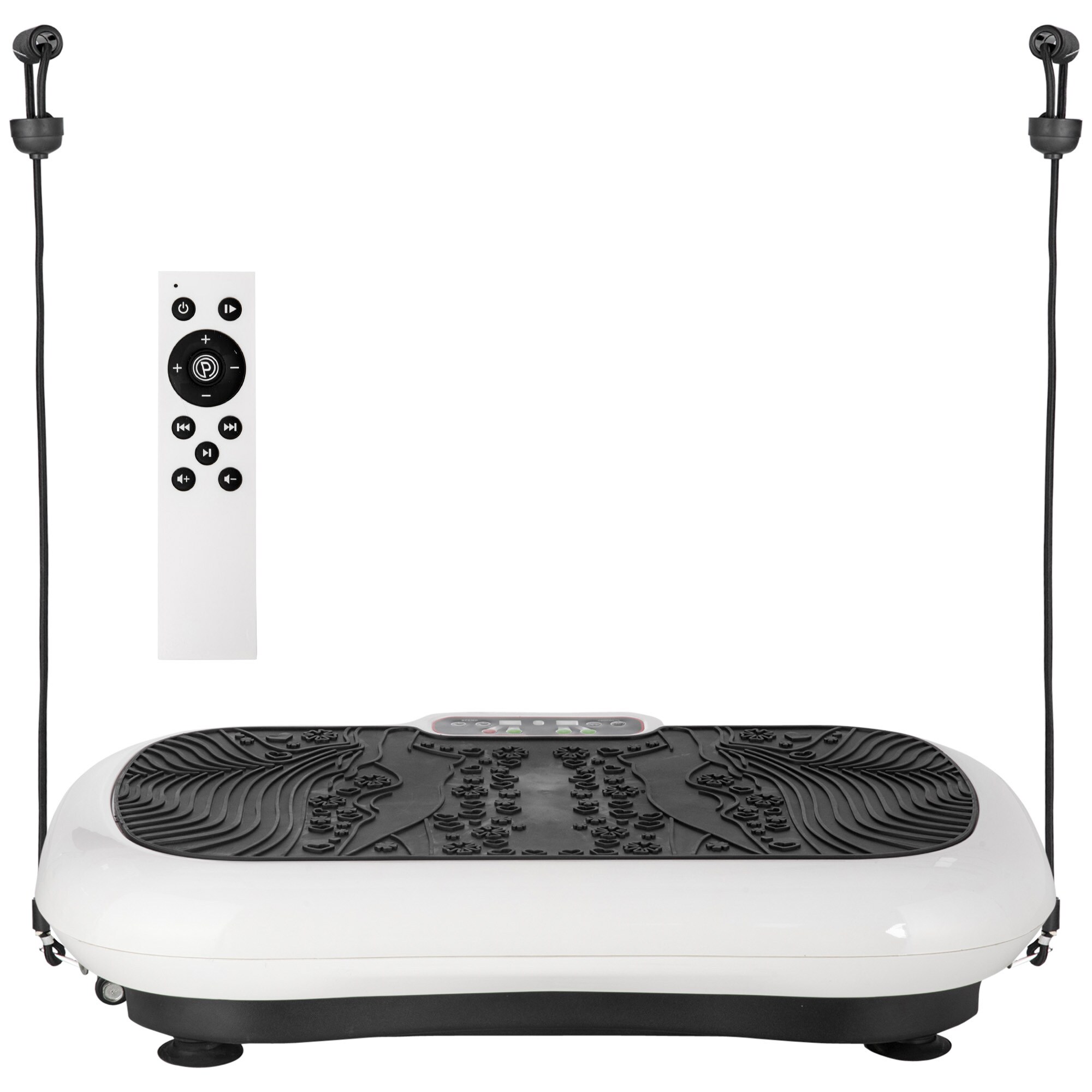 HOMCOM Vibrationsplatte mit Fitnessbändern schwarz, weiß 73L x 40B x 13H cm