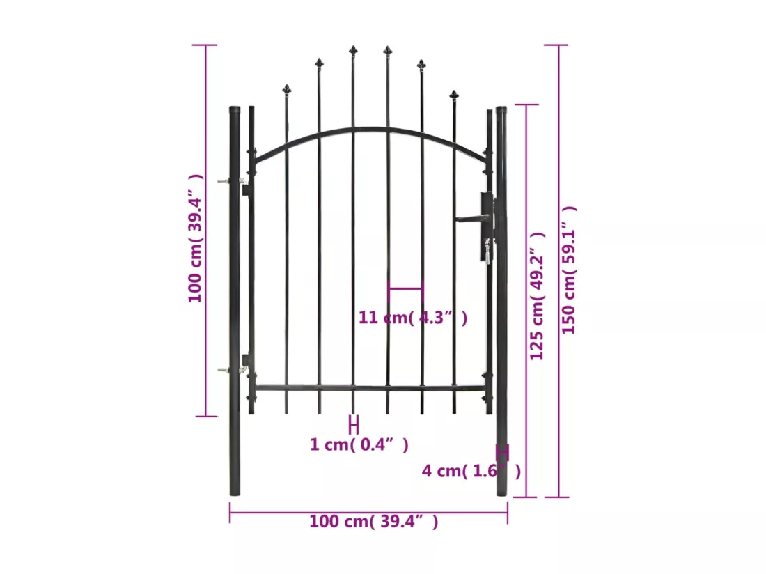 Portail de jardin Acier 1 x 1,5 m Noir