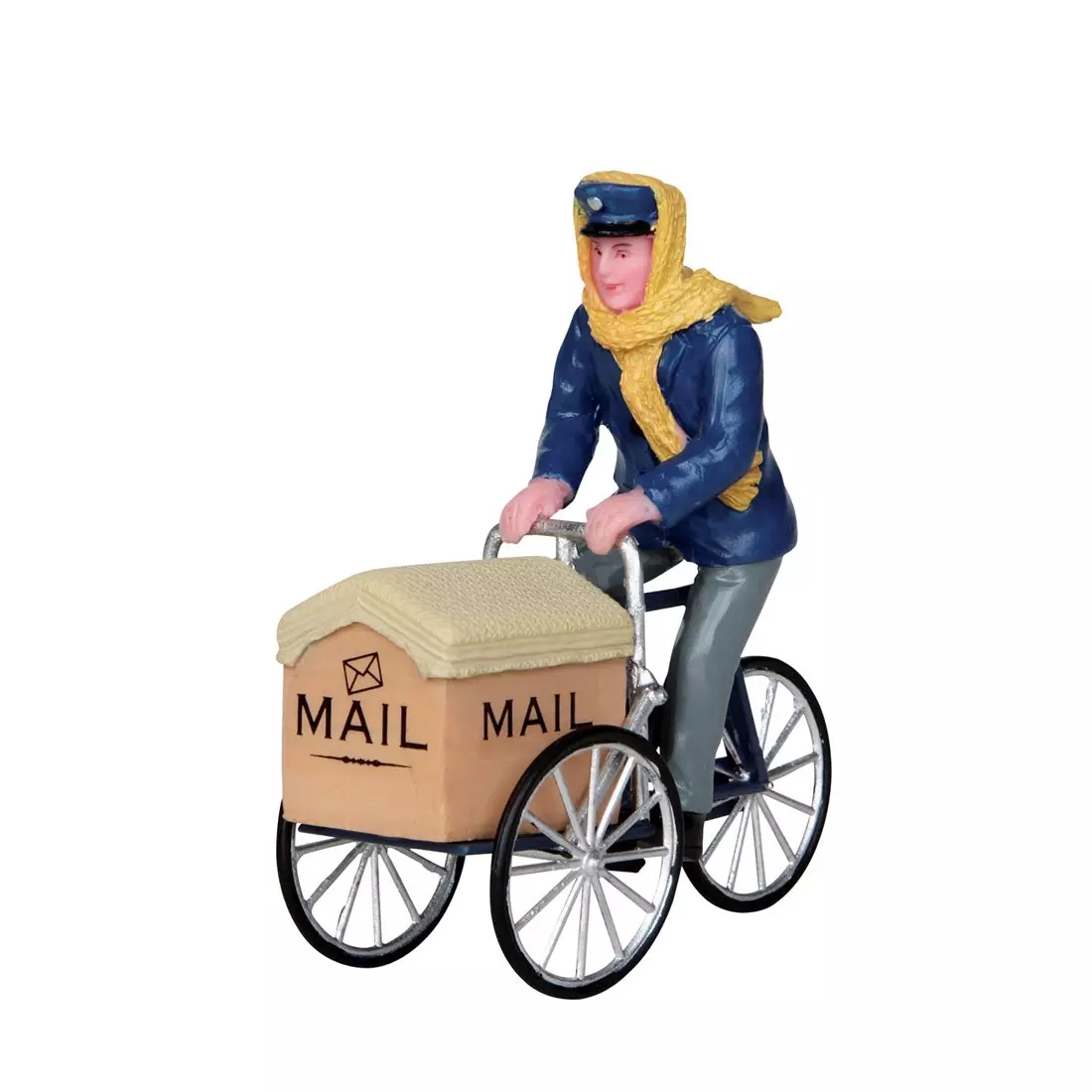 Personnage Lemax Postier en vélo