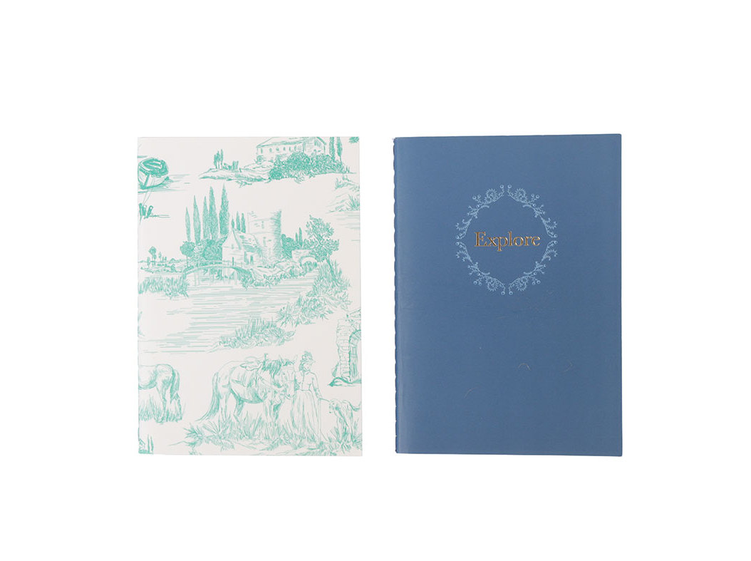 CONJUNTO 2 CADERNOS A6 AUCHAN AZUL/VERDE 40 FOLHAS