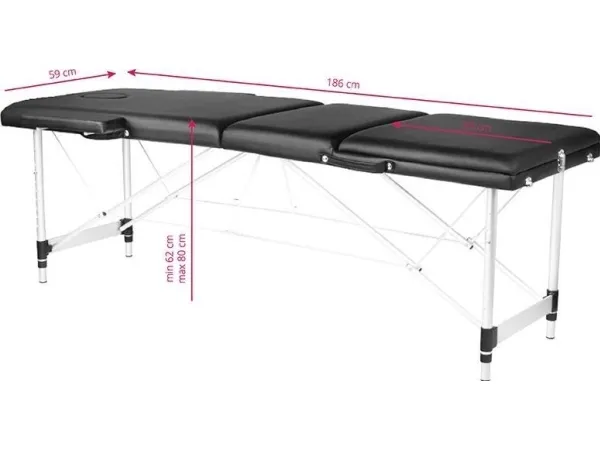 Activeshop sammenklappelig massagebriks ALUMINIUM COMFORT ACTIV FIZJO 3 SEGMENT BLACK