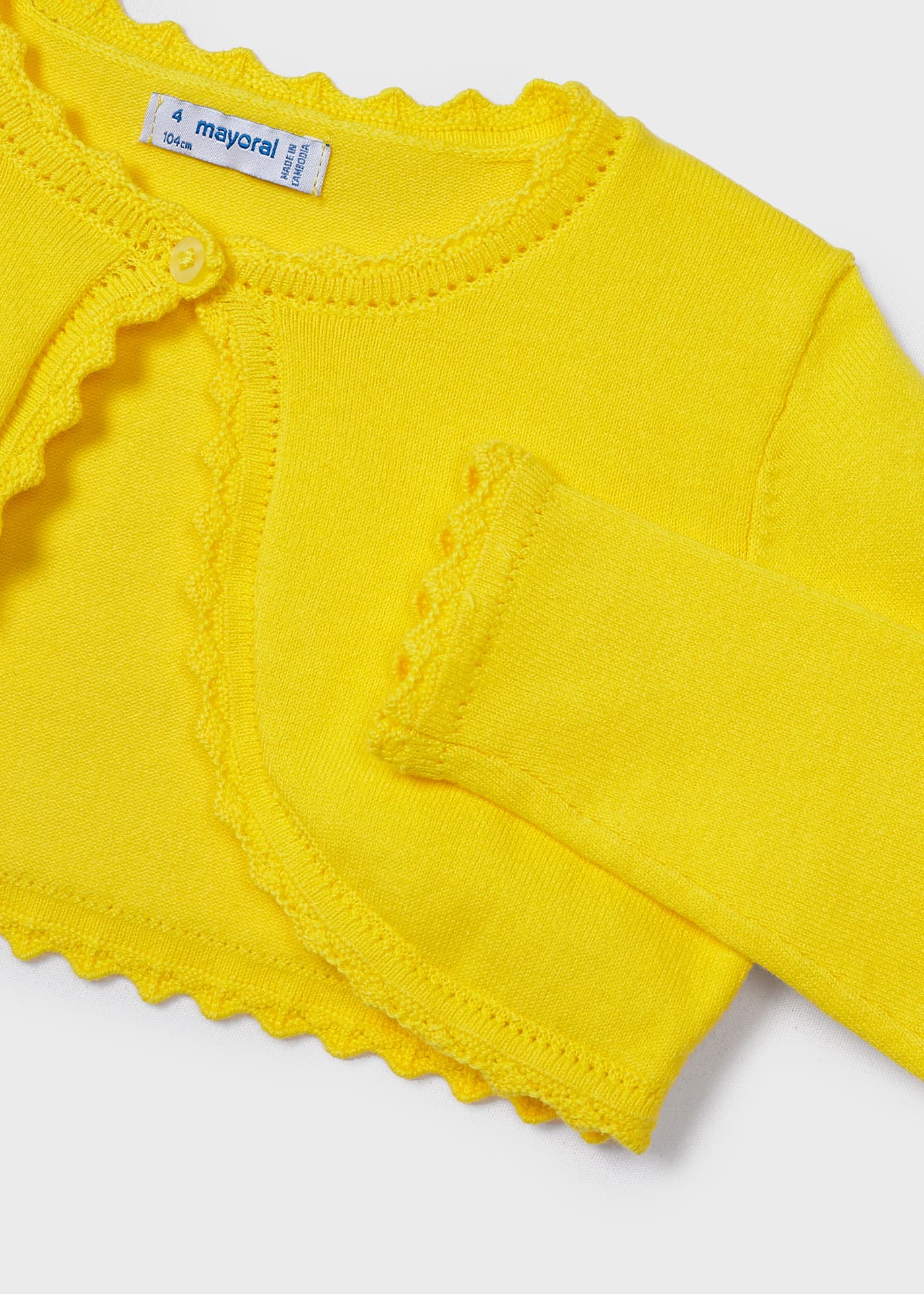Cardigã estilo bolero em malha de algodão sustentável para meninas