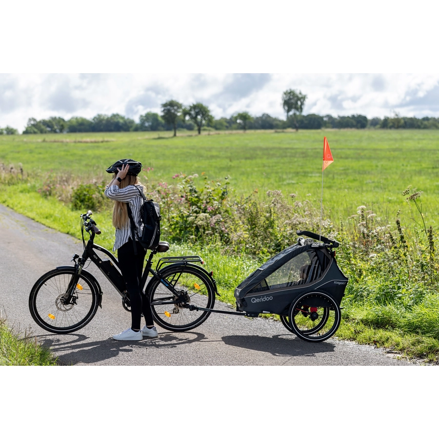 Qeridoo® Kinderfahrradanhänger Kidgoo1 Steel Grey Kollektion 2023