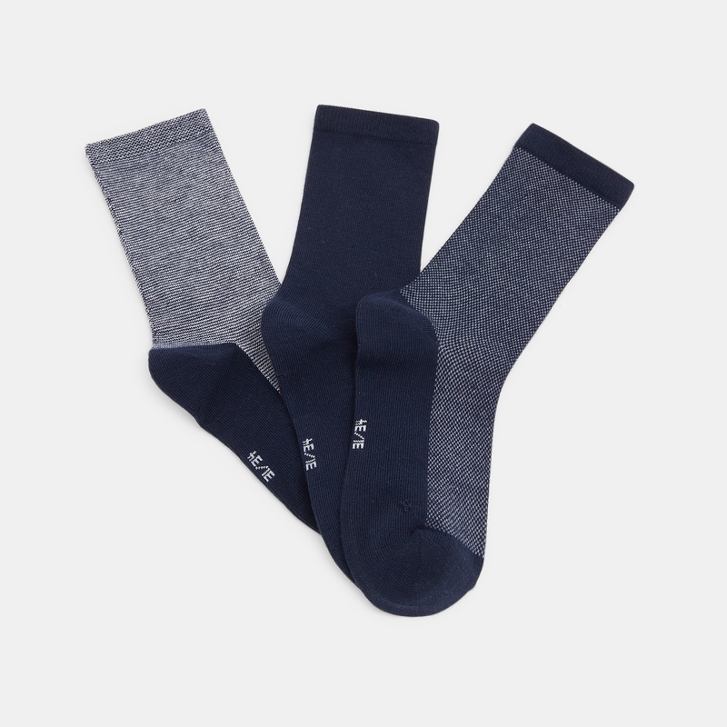 Chaussettes (lot de 3 paires) bleues garçon