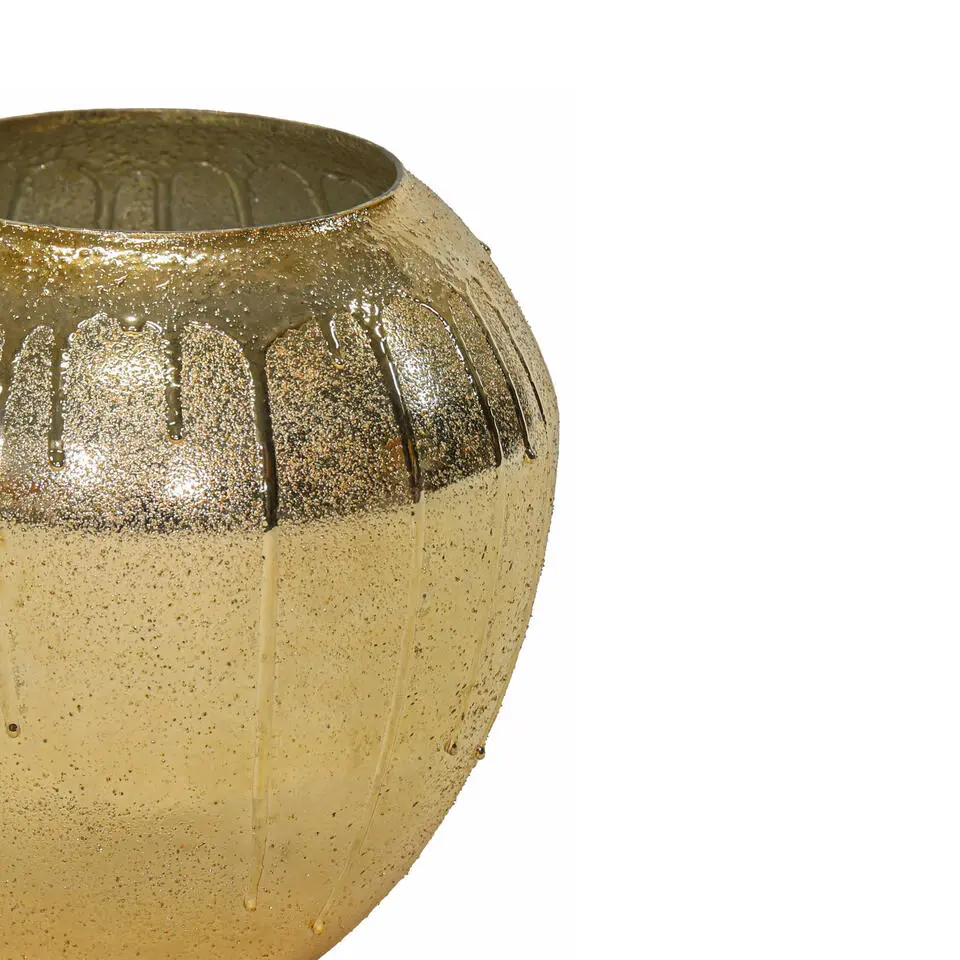 Mega Collections Vaas Oman Drip - goud - glas - D26 x H26 cm