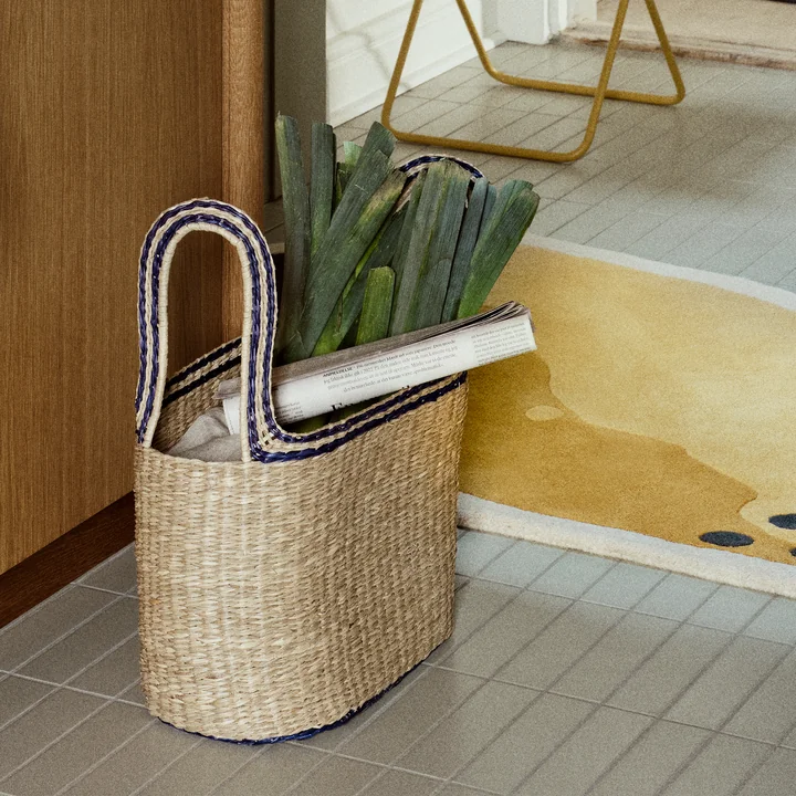Broste Copenhagen - Lykke Korb, natural / jelly green (2er-Set)