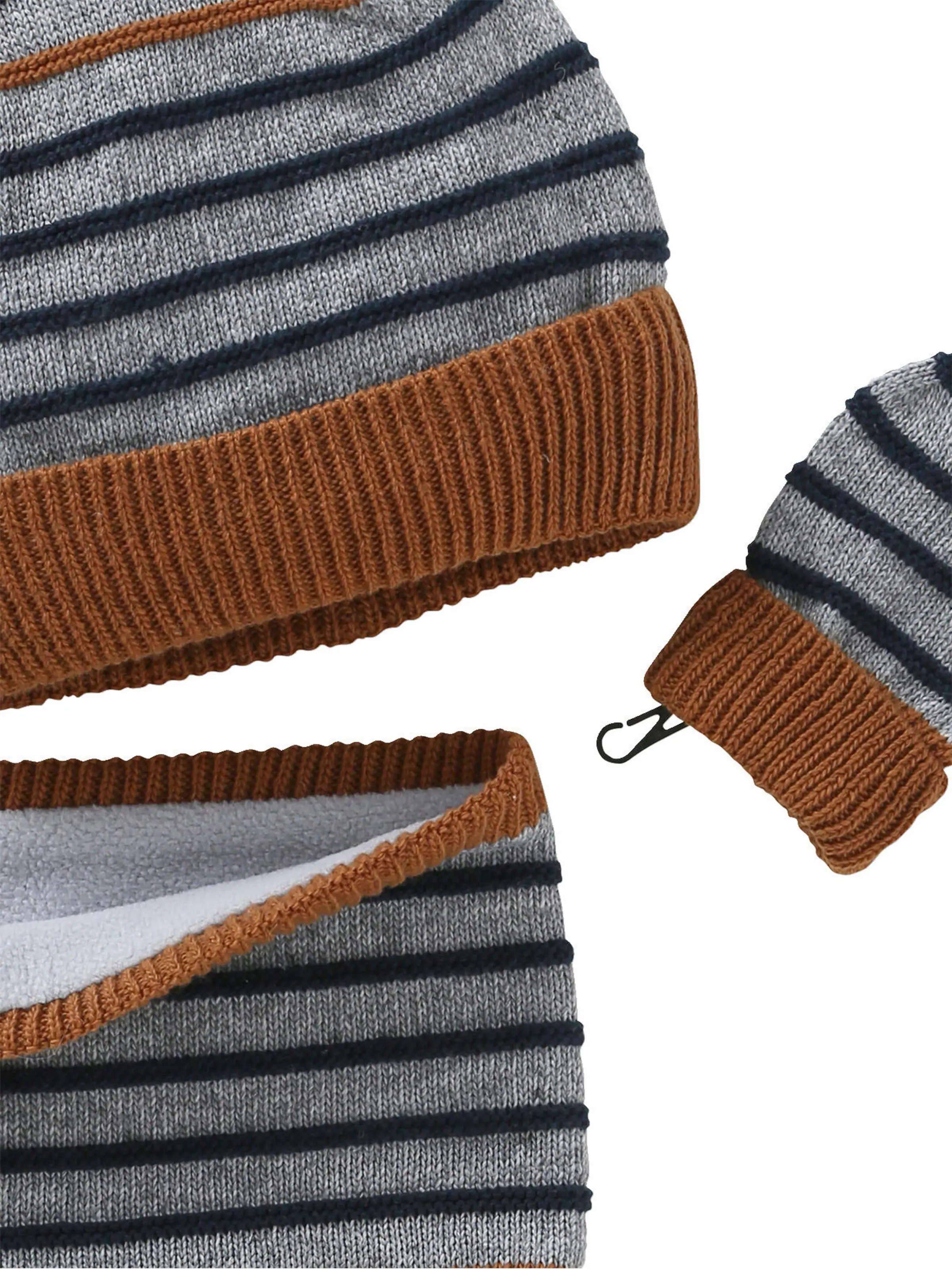 Vertbaudet Jungen Baby-Set: Mütze, Rundschal & Fäustlinge grau meliert