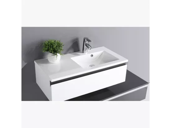 Ensemble de salle de bain 90 cm gris et blanc Aquamare