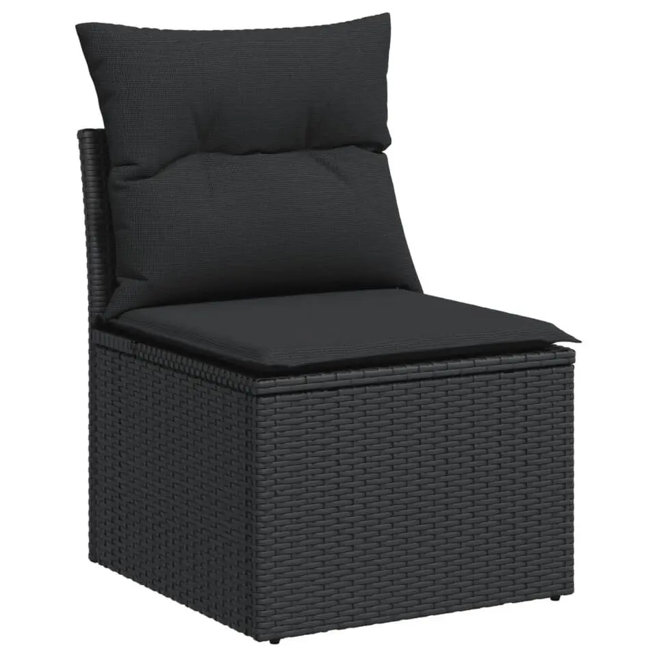 vidaXL - Loungeset - Zwart - Poly rattan - 13 stuks - Met kussens